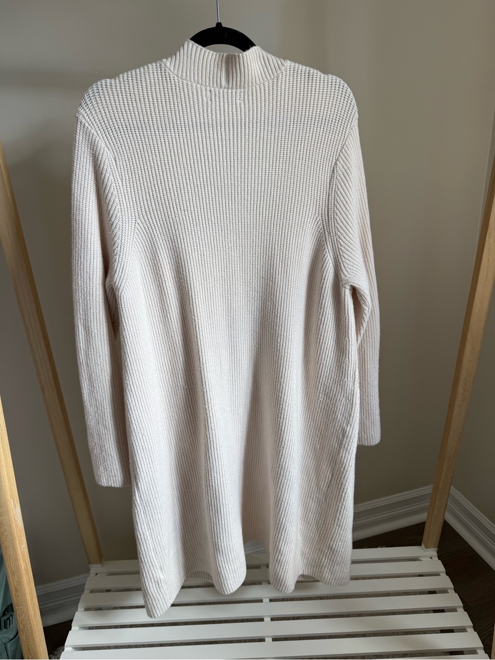Halston Heritage Cream Open-Front Long Ribbed Cardigan - Picture 4 of 5